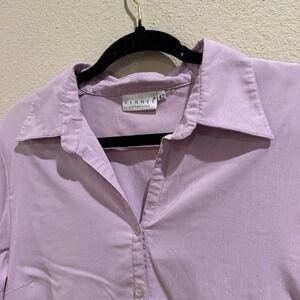 Hennes Collection Purple Button Up‎ Shirt Size 42 Viscose Polyester Blend